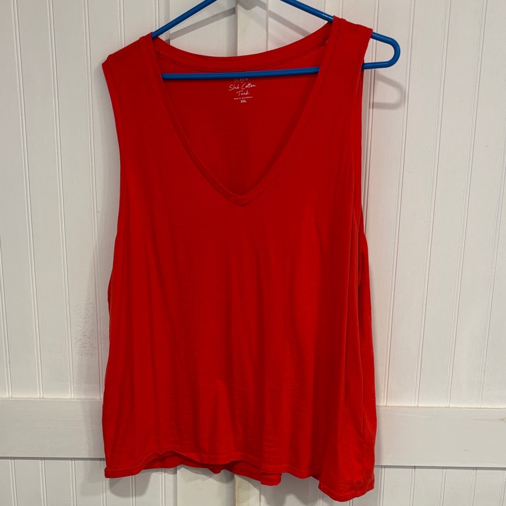 J. Crew orange V-Neck Tank Top, 100% cotton size XXL